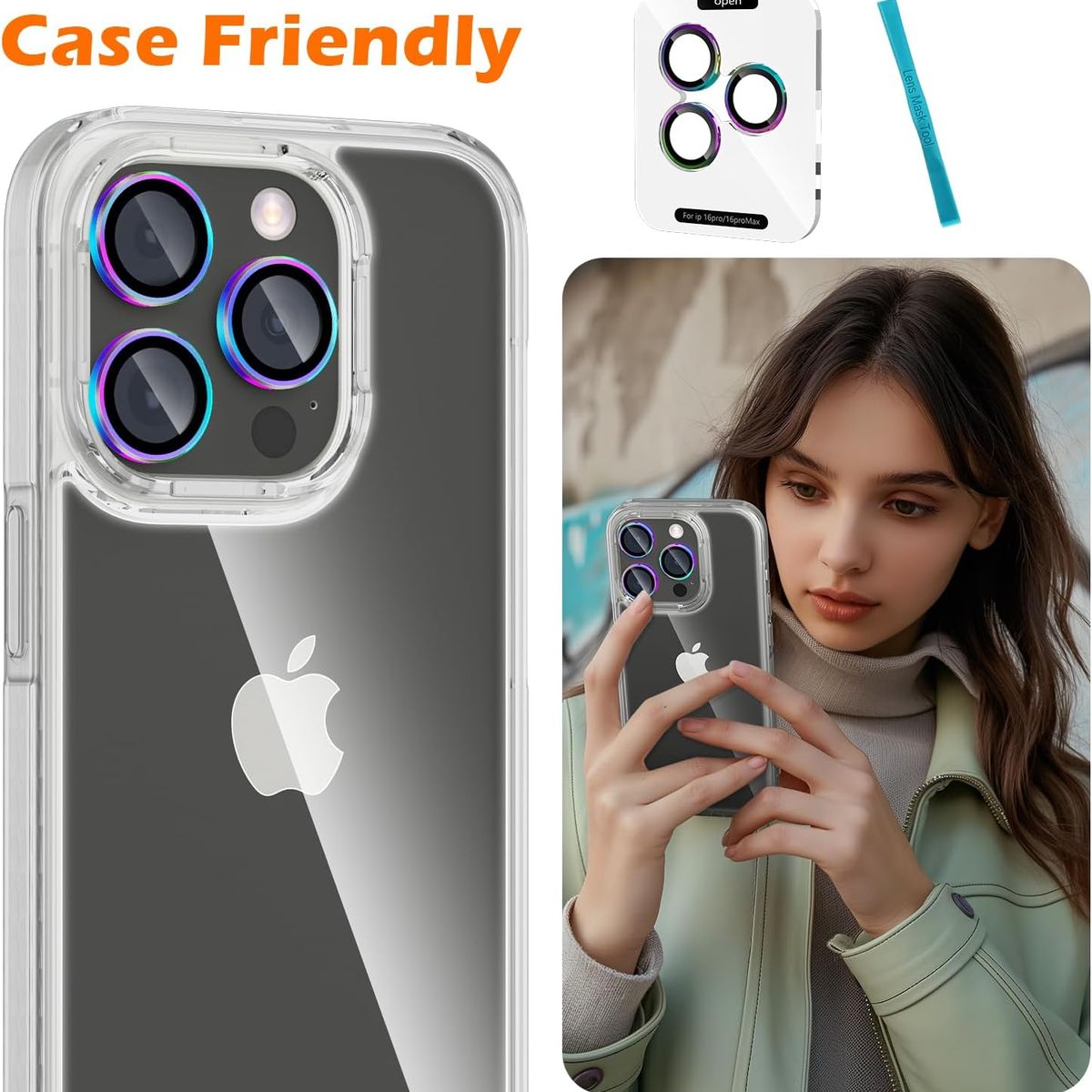 GENERICO - Protector de Cámara Metálico iPhone 16 Pro Max - Multicolor