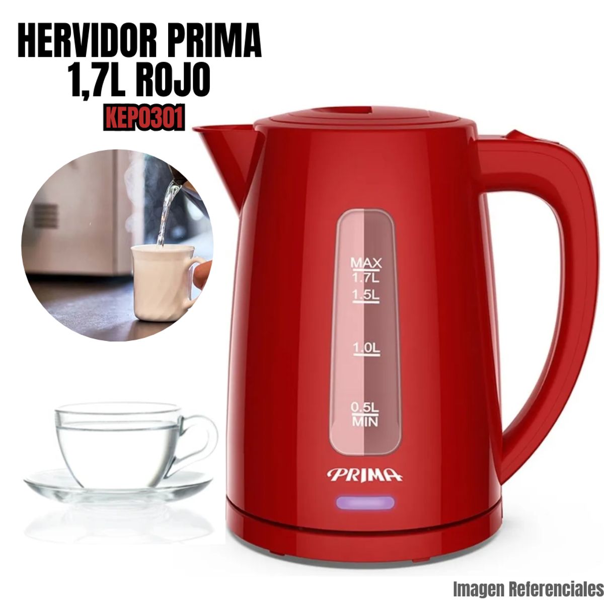 PRIMA - Hervidor Eléctrico Prima Rojo  KEP0301 PR