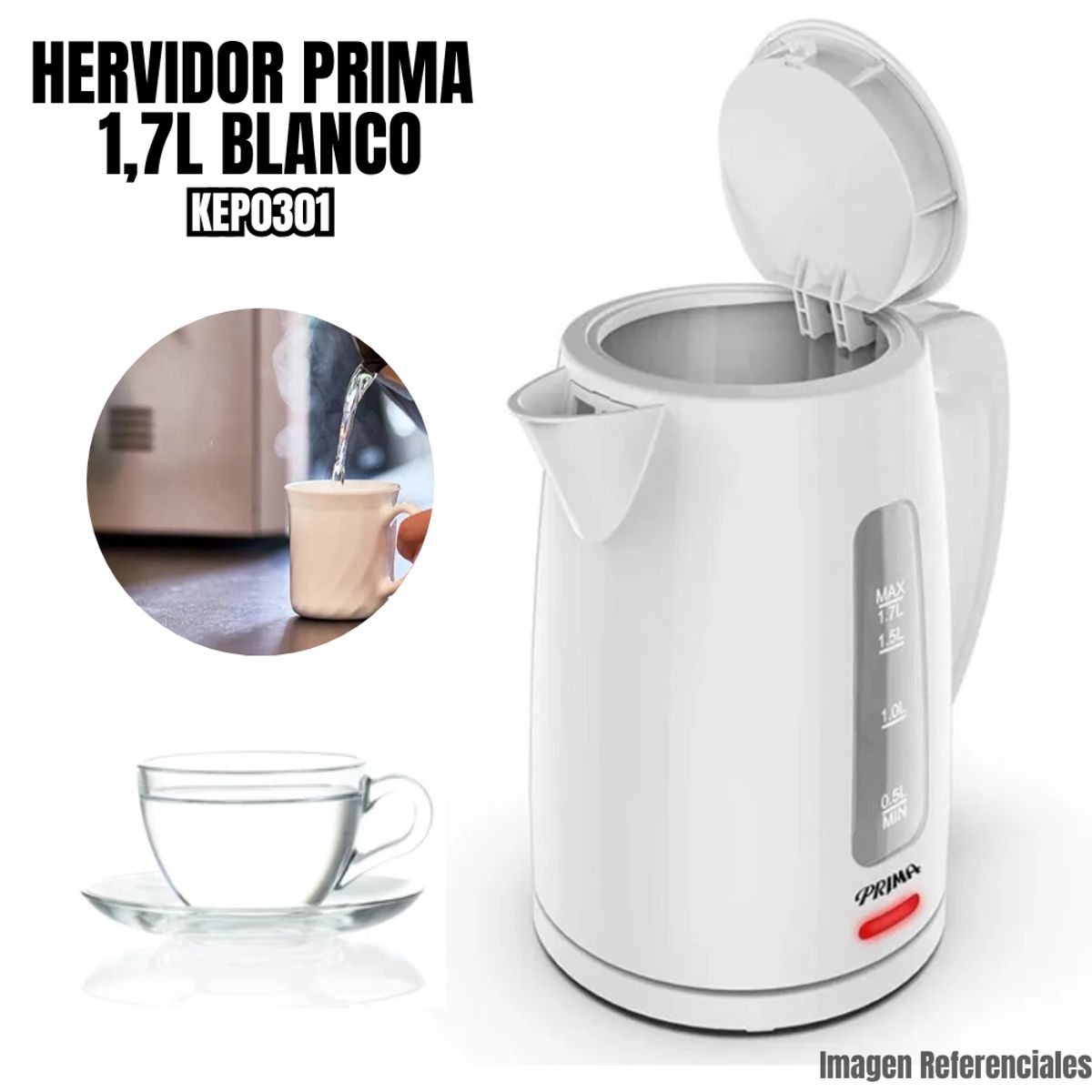 PRIMA - Hervidor Eléctrico Prima Blanco  KEP0301 PB