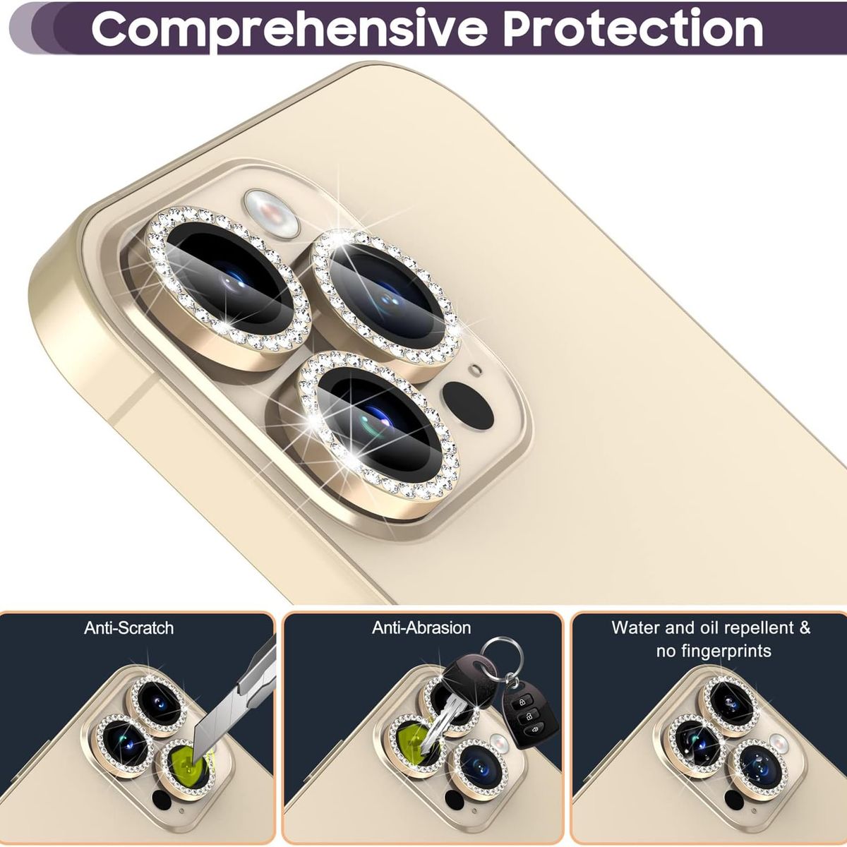 GENERICO - Protector para Lente de Cámara Brillante iPhone 16 Pro - Dorado