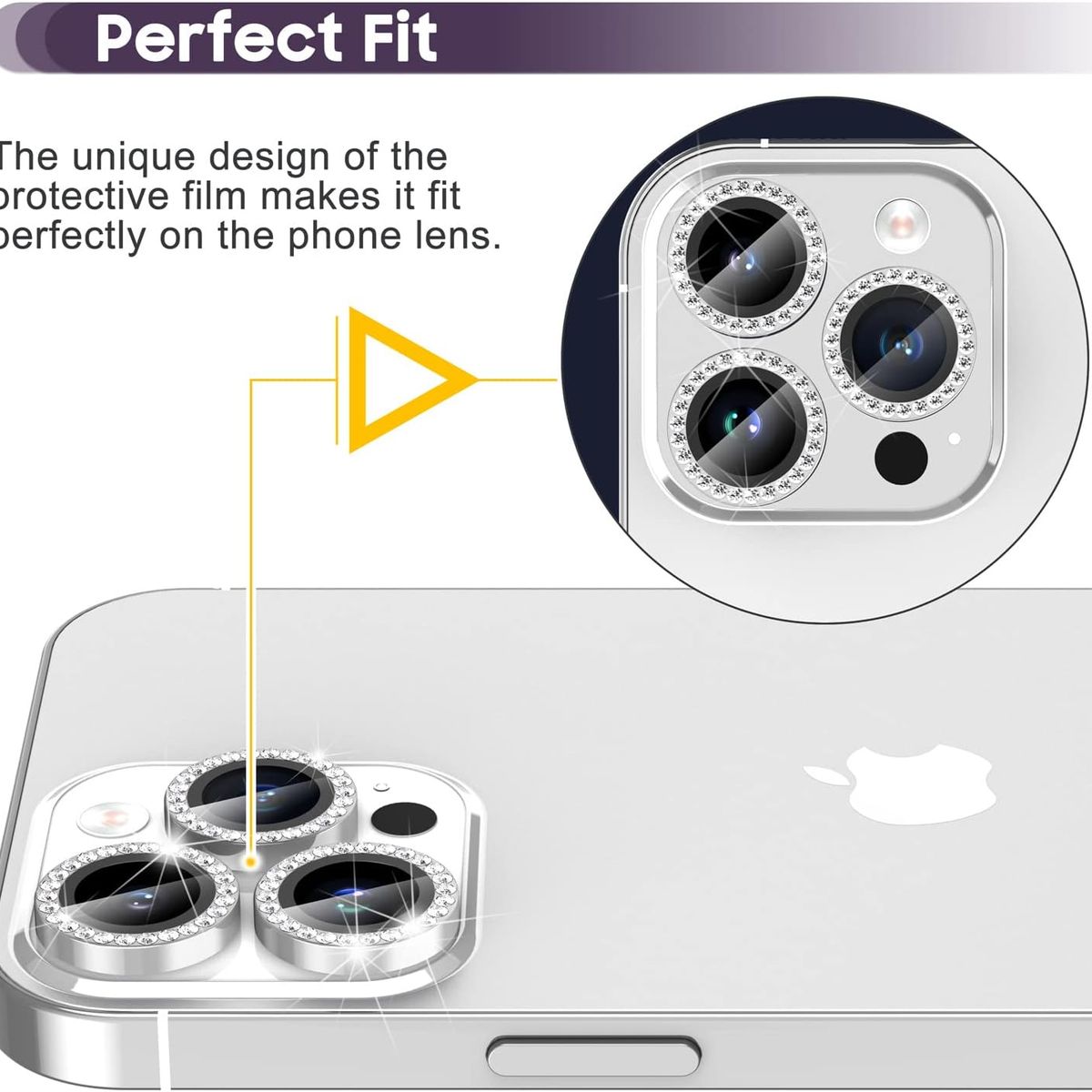 GENERICO - Protector de Cámara Brillante iPhone 16 Pro Max - Plata