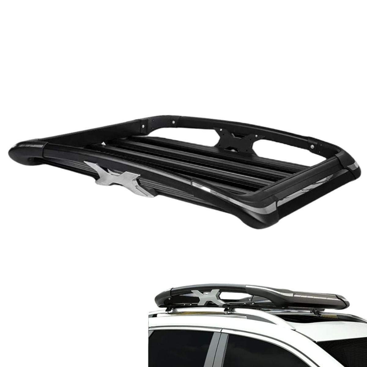 TECGO - Parrilla Portaequipaje Modelo X 160cm Negro Diseño Funcional