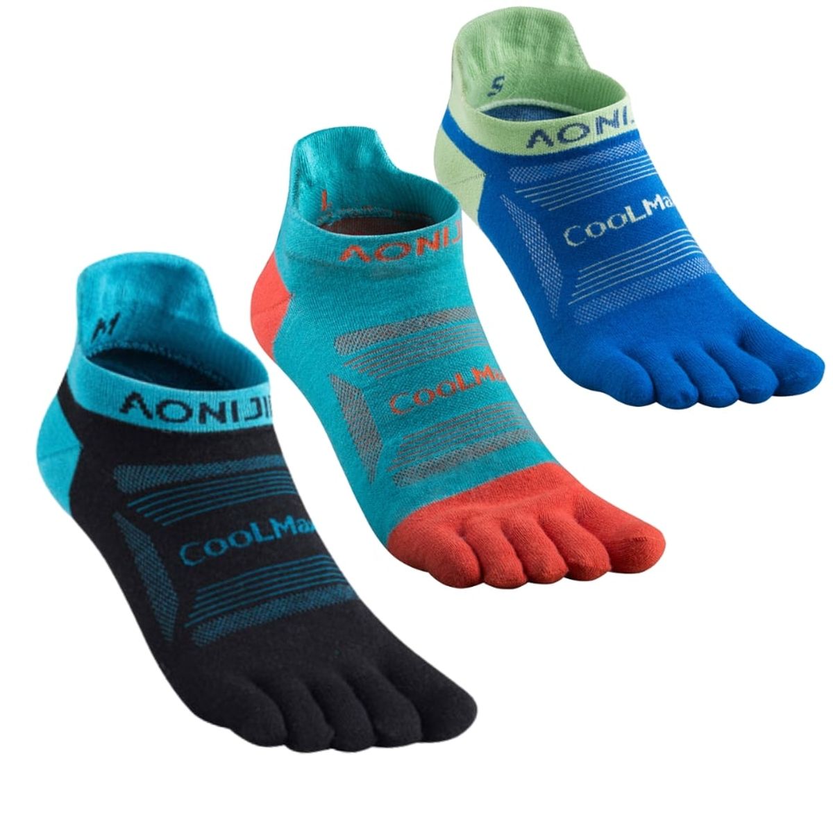 AONIJIE - Medias Calcetines Barefoot 5-Dedos AONIJIE Coolmax PACK-3 PARES