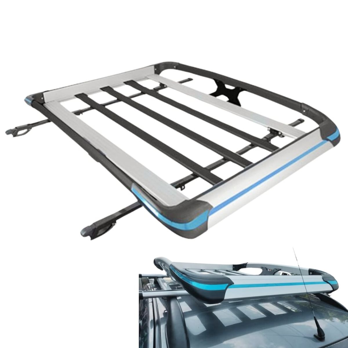 TECGO - Parrilla Portaequipaje Modelo X 140cm GRIS Diseño Funcional