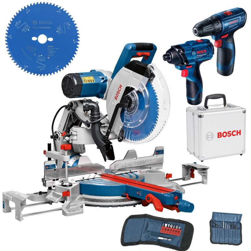BOSCH - Sierra ingleteadora telescópica 12pulg + Taladro Atornillador Impacto