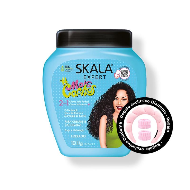 SKALA - CREMA  CAPILAR MÁS RIZOS 1000G SKALA + REGALO DIADEMA Y MUÑEQUERAS