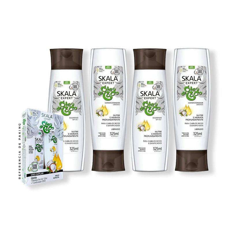 SKALA - 2 Unidades Shampoo + Acondicionador Óleo de Coco Skala Expert 325ml