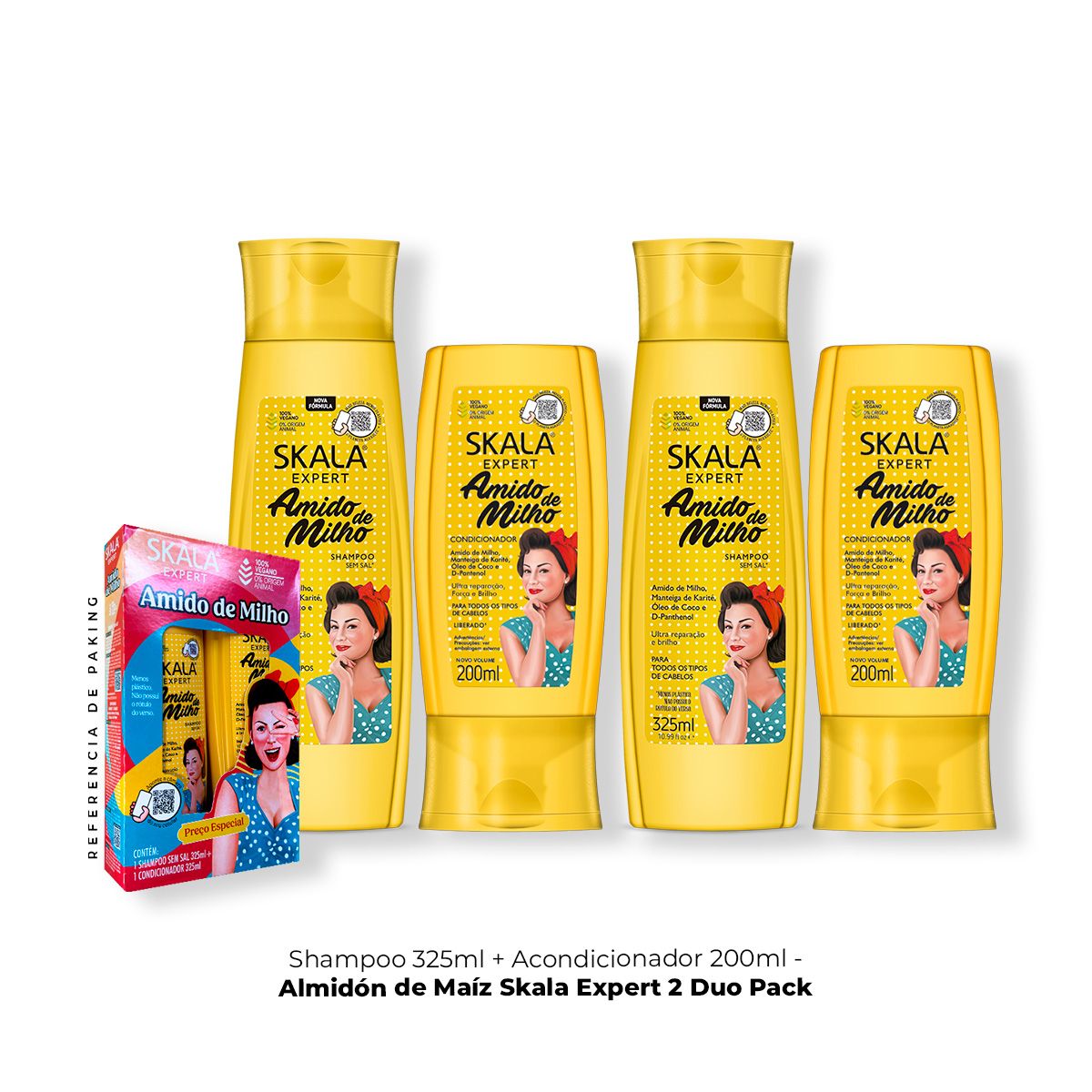 SKALA - 2 Unidades Shampoo 350ml+ Acondicionador Almidón de Maíz Skala Expert 200ml