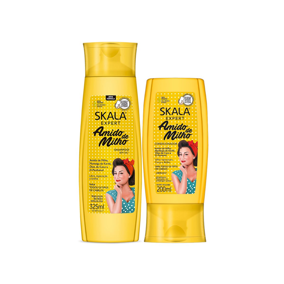 SKALA - 2 Unidades Shampoo 350ml+ Acondicionador Almidón de Maíz Skala Expert 200ml