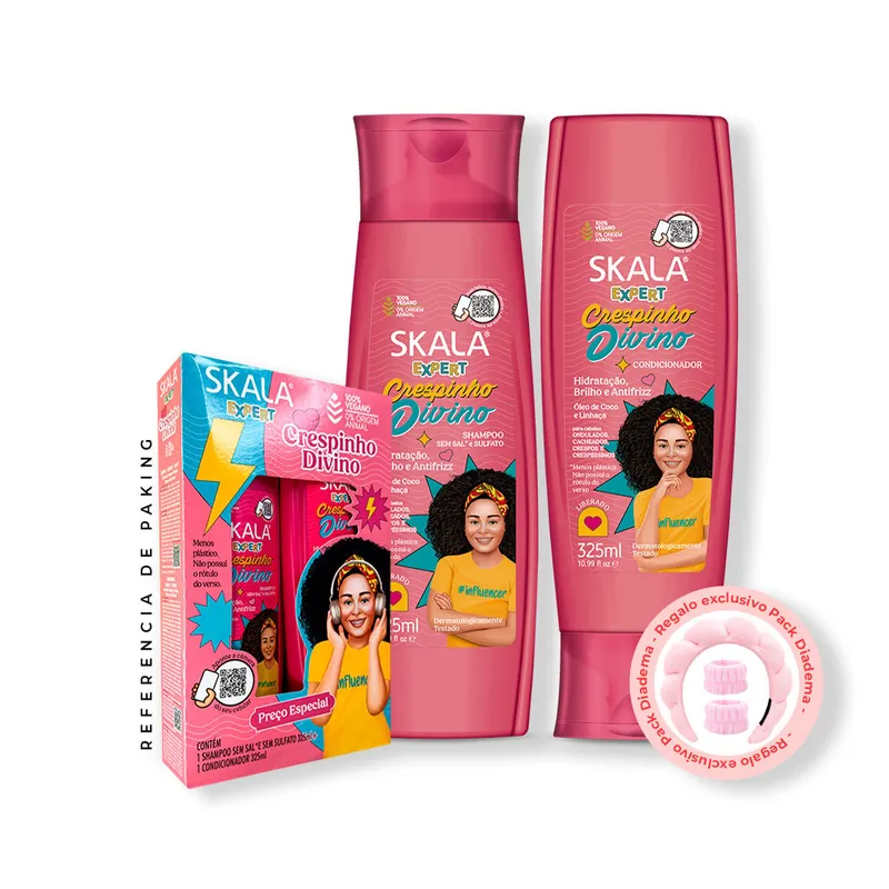 SKALA - Shampoo + Acondicionador Crespinho divino kids Skala Expert 325mlV+ REGALO