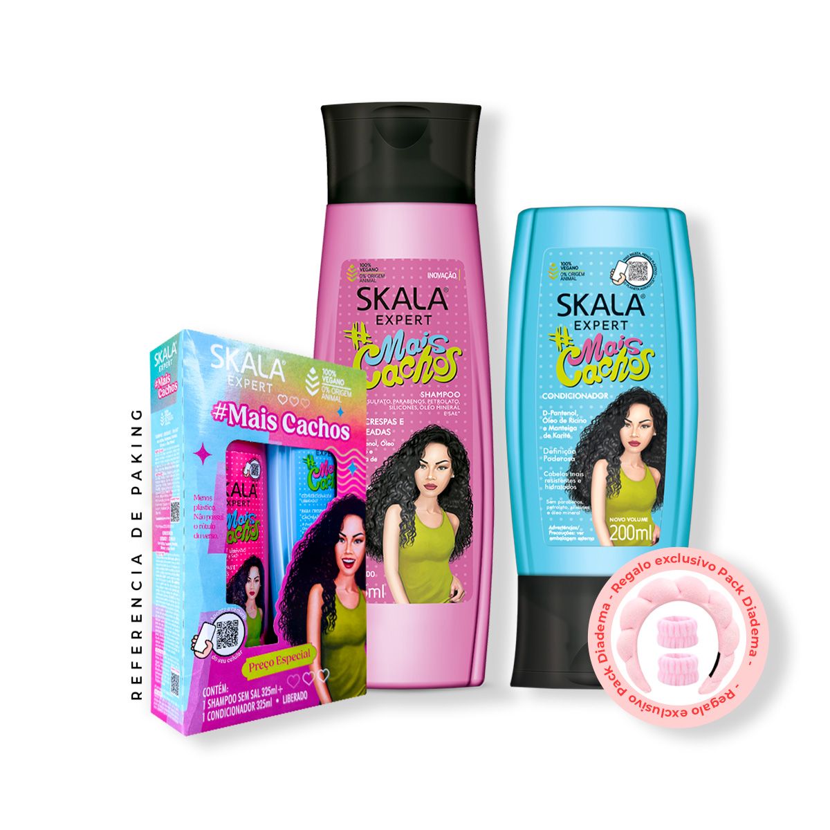 SKALA - Shampoo 325ml+ Acondicionador Mais Cachos Skala Expert 200ml + REGALO