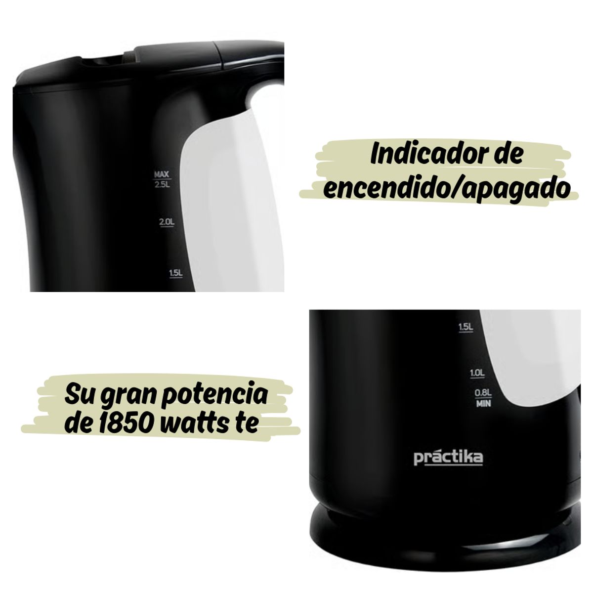PRACTIKA - Hervidor Eléctrico Practika 2.5 litros - Napoles Black