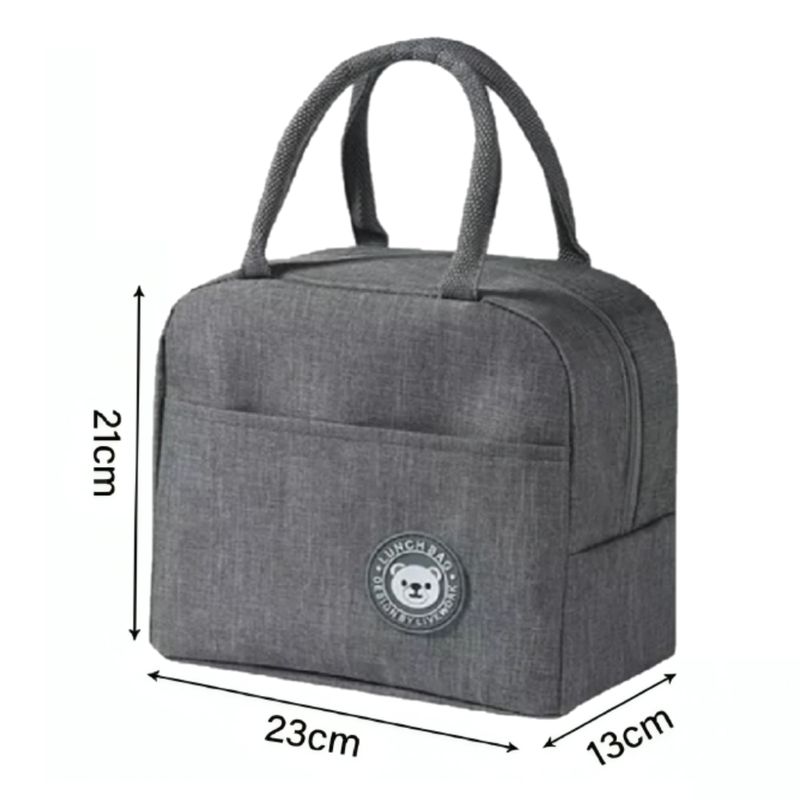 GENERICO - Lonchera Bolso Para alimentos con diseño liso - Gris