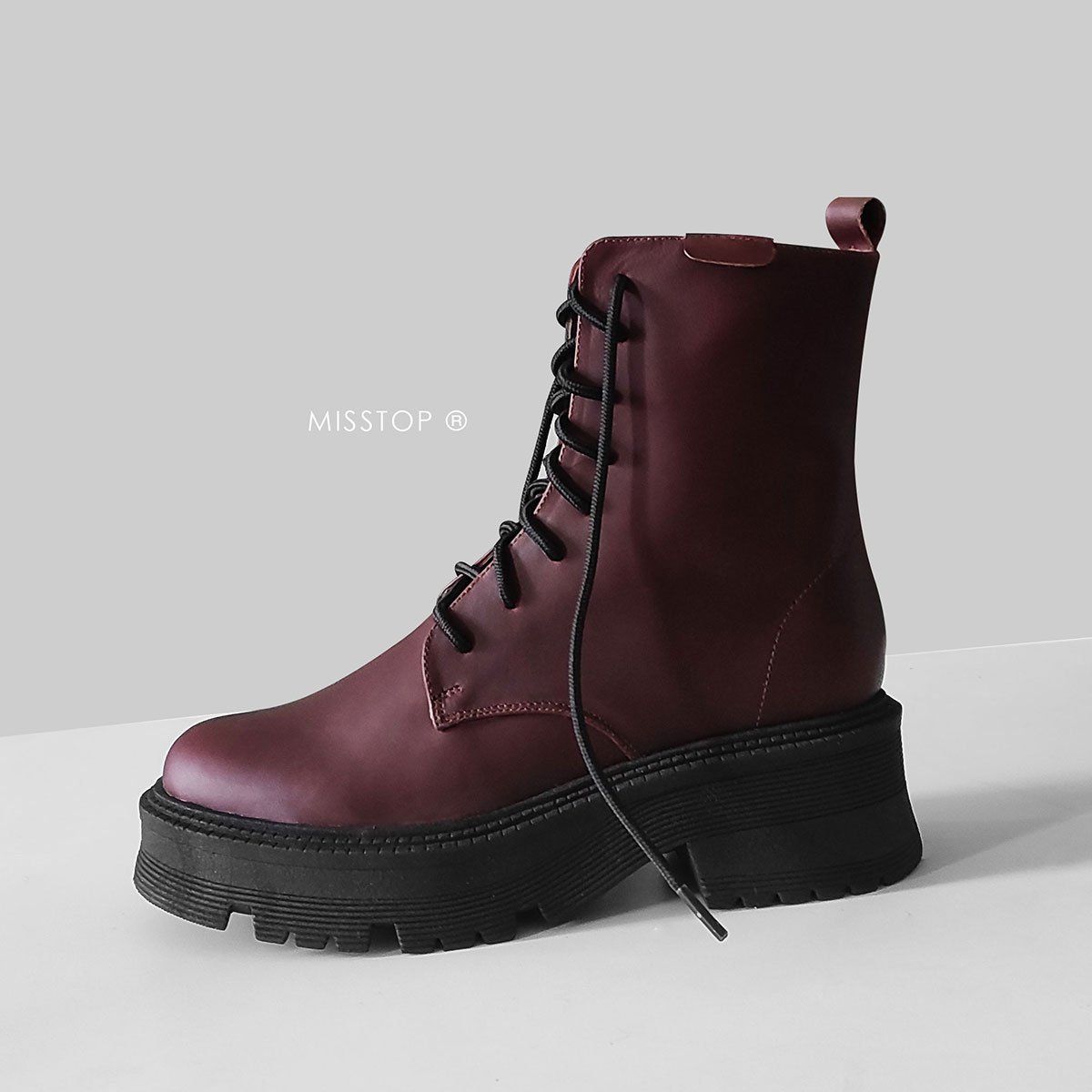 MISS TOP - BOTINES MUJER GUINDA CUERO