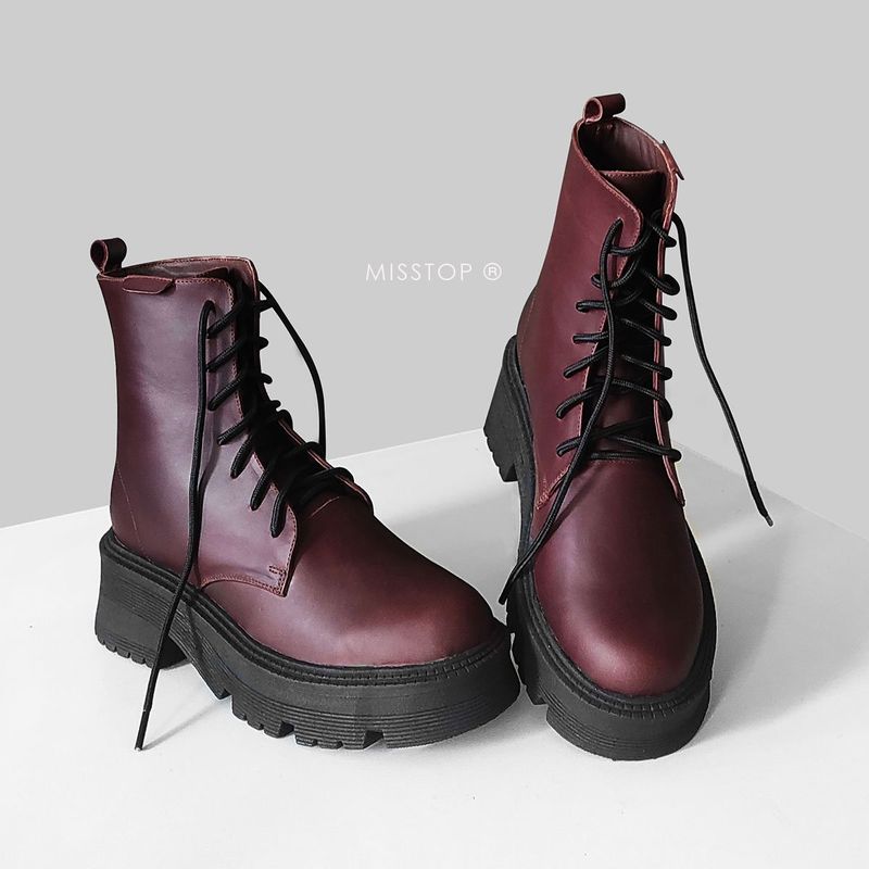 MISS TOP - BOTINES MUJER GUINDA CUERO