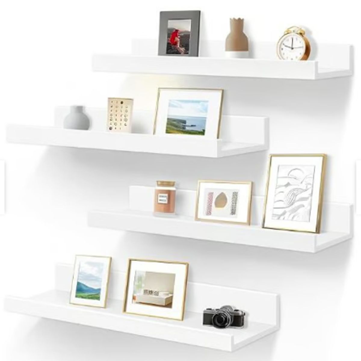 GENERICO - Set x 4 Repisas Flotante Con Borde Blanco 40 CM