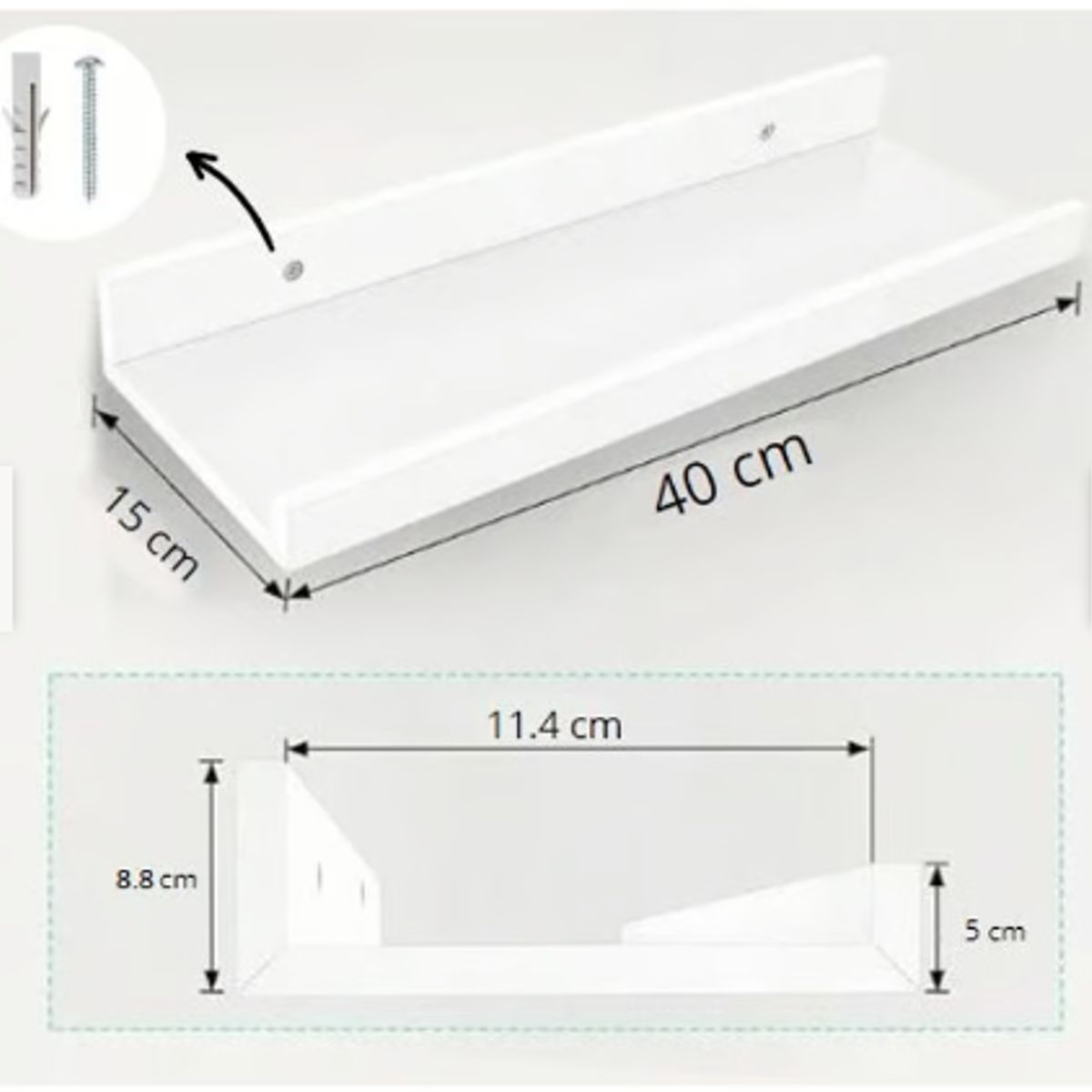 GENERICO - Set x 4 Repisas Flotante Con Borde Blanco 40 CM