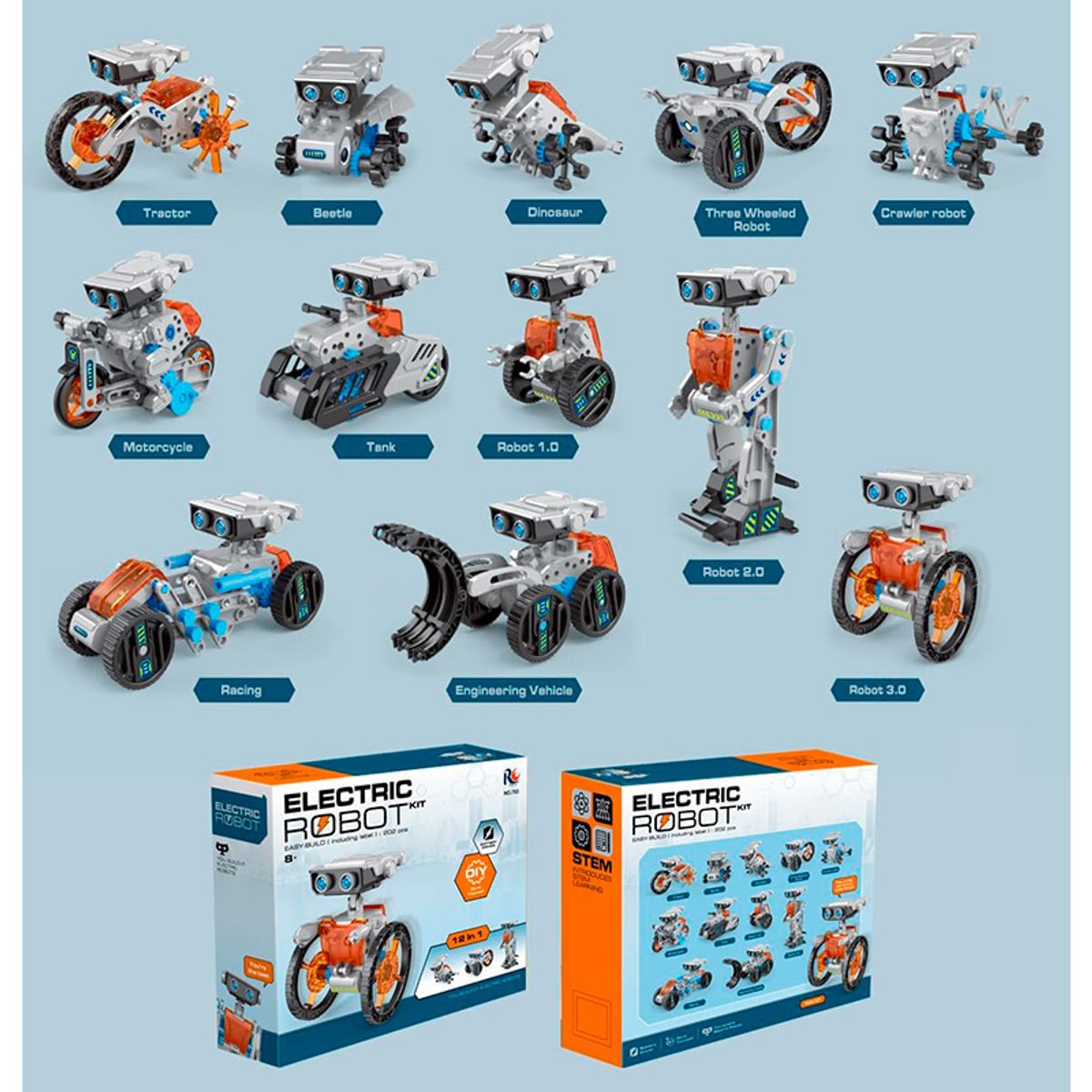 GENERICO - Kit de Robot Eléctrico Educacional 12 en 1 para niños