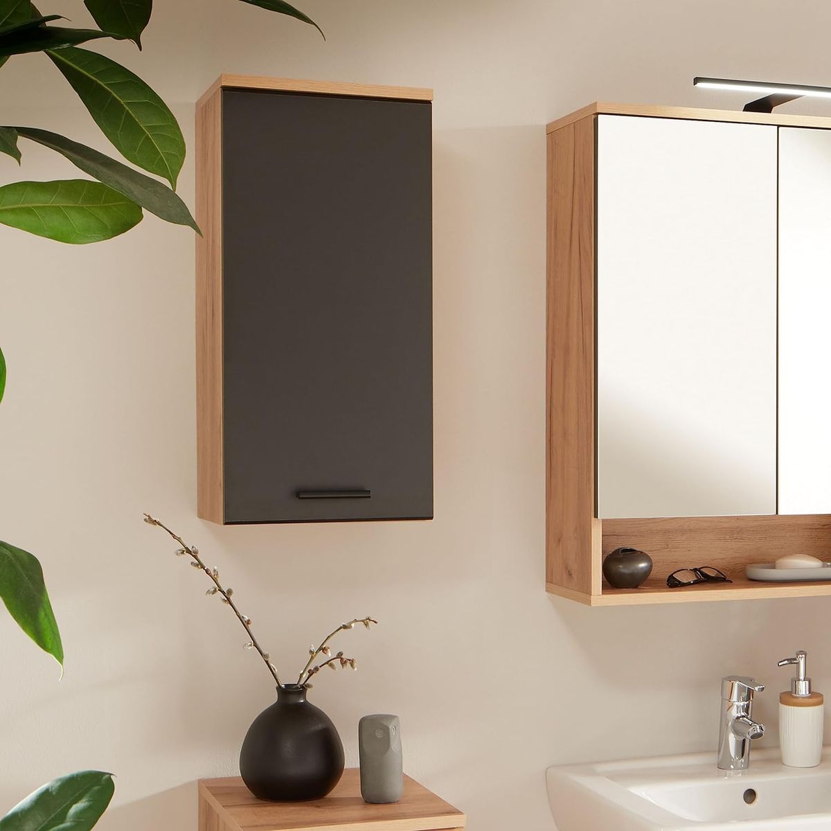 TU MESITA - Gabinete Flotante para baño Irina color MarrónNegro TU MESITA