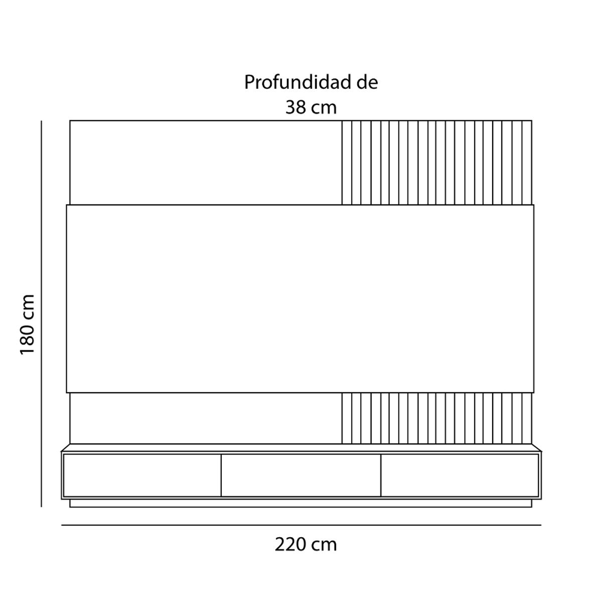 GENERICO - Centro de Entretenimiento Palermo con 3 Repisas - Moderno