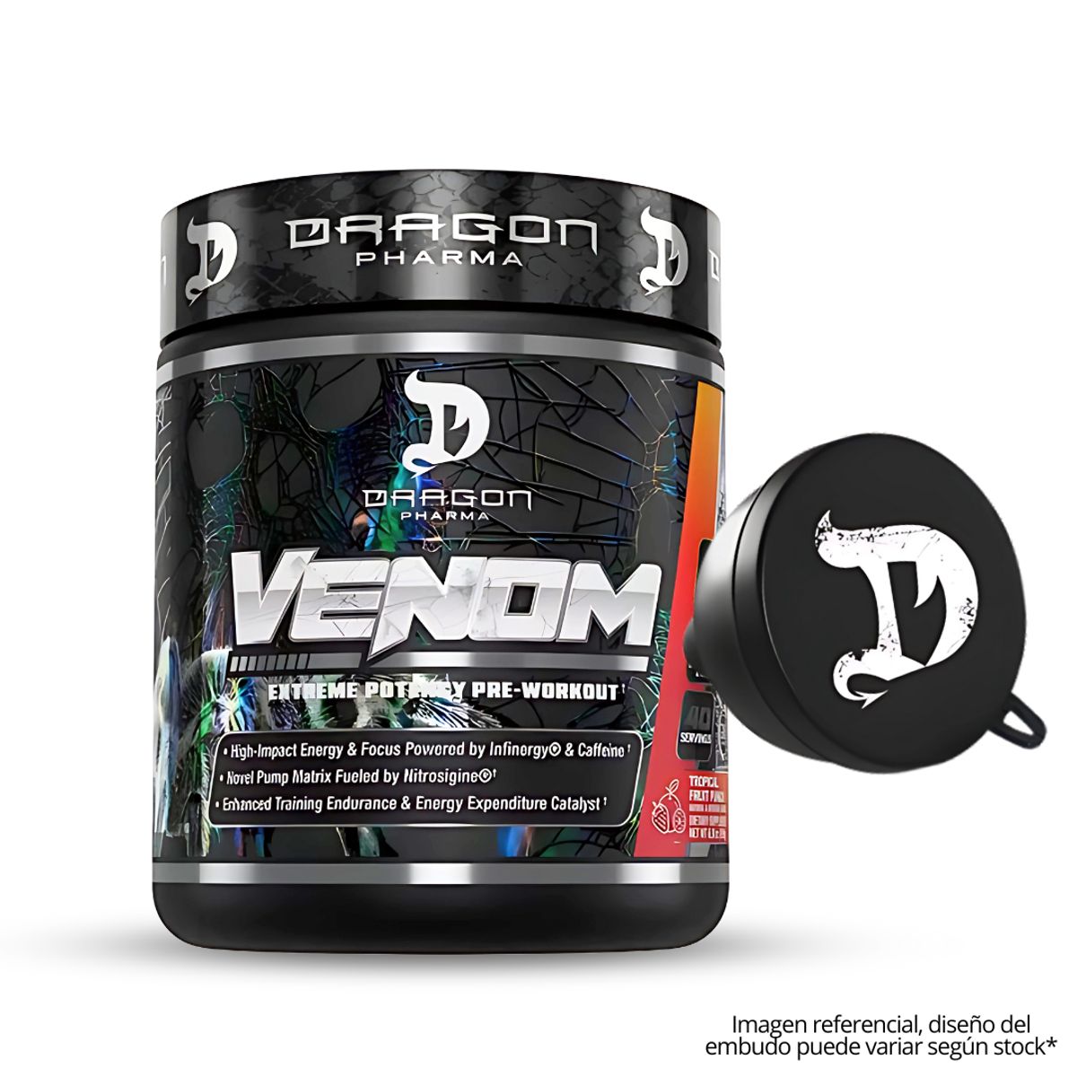 DRAG PHARMA - Venom Dragon Pharma 40 servicios Pre entreno Fruit Punch + embudo