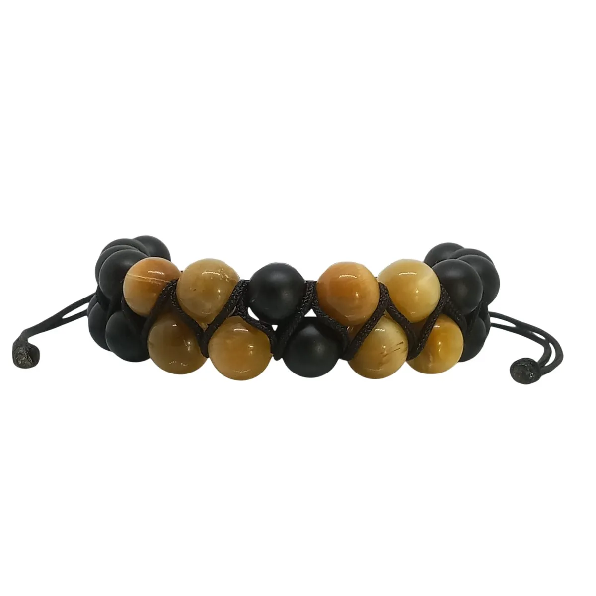 LUCYANA JOYAS Y ACCESORIOS - Pulsera Mujer con Cuarzo Ónix y Ojo de Tigre Dorado - Joyas Lucyana