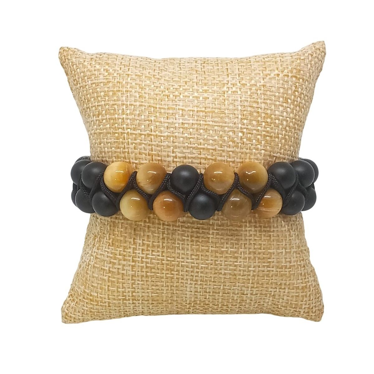 LUCYANA JOYAS Y ACCESORIOS - Pulsera Mujer con Cuarzo Ónix y Ojo de Tigre Dorado - Joyas Lucyana