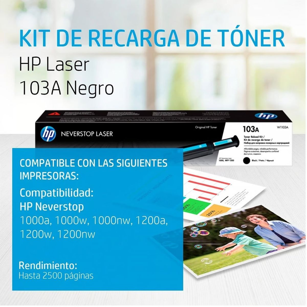 HP - Toner HP W1103A (103A) Negro 2,500 pág. Laser 1000NW, 1200NW