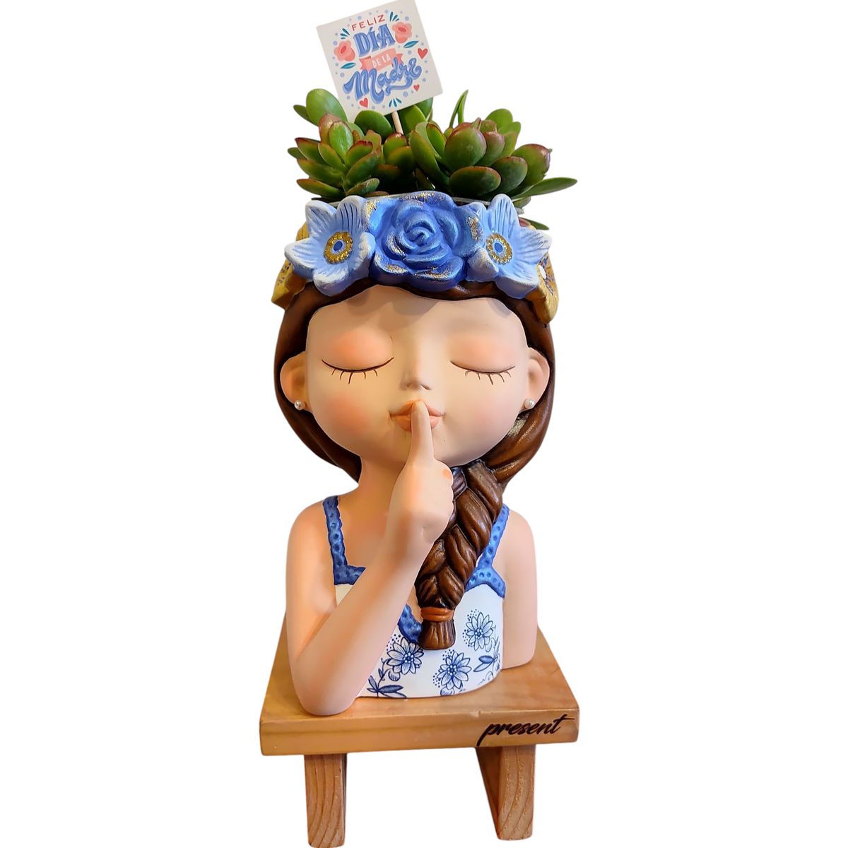 GENERICO - Macetero Maceta Suculentas Soñadora Pintada a Mano