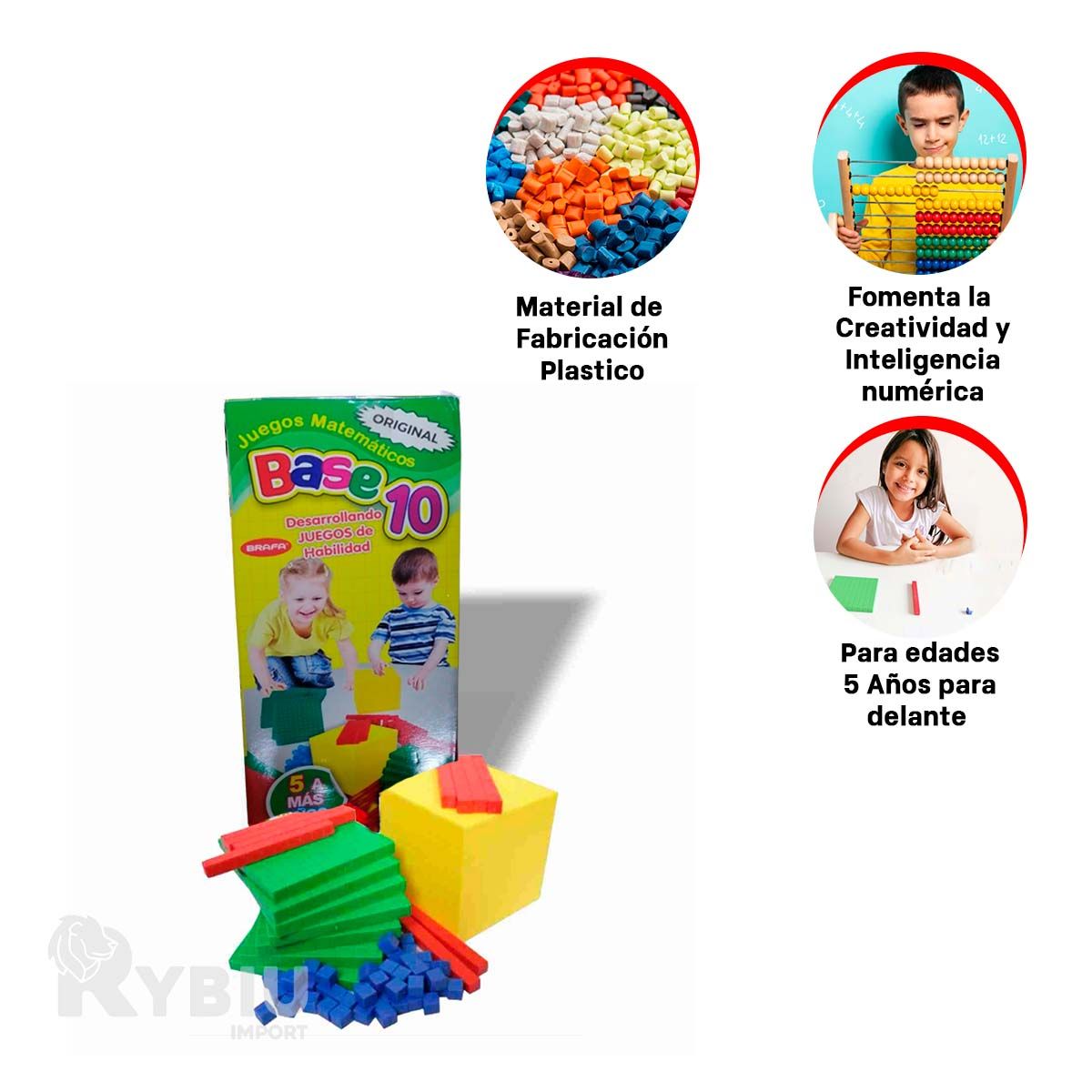 RYBIU IMPORT - Juego para Ninos Base 10 Multicolor Y+Papel de Regalo