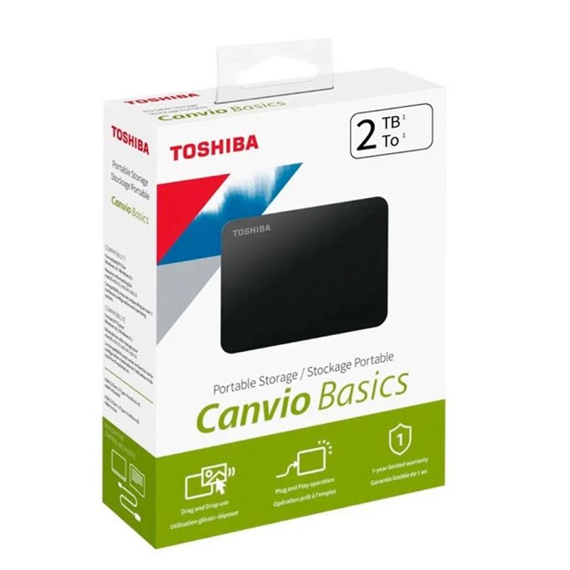 TOSHIBA - Disco duro externo Toshiba Canvio Basics 2TB USB 3.2
