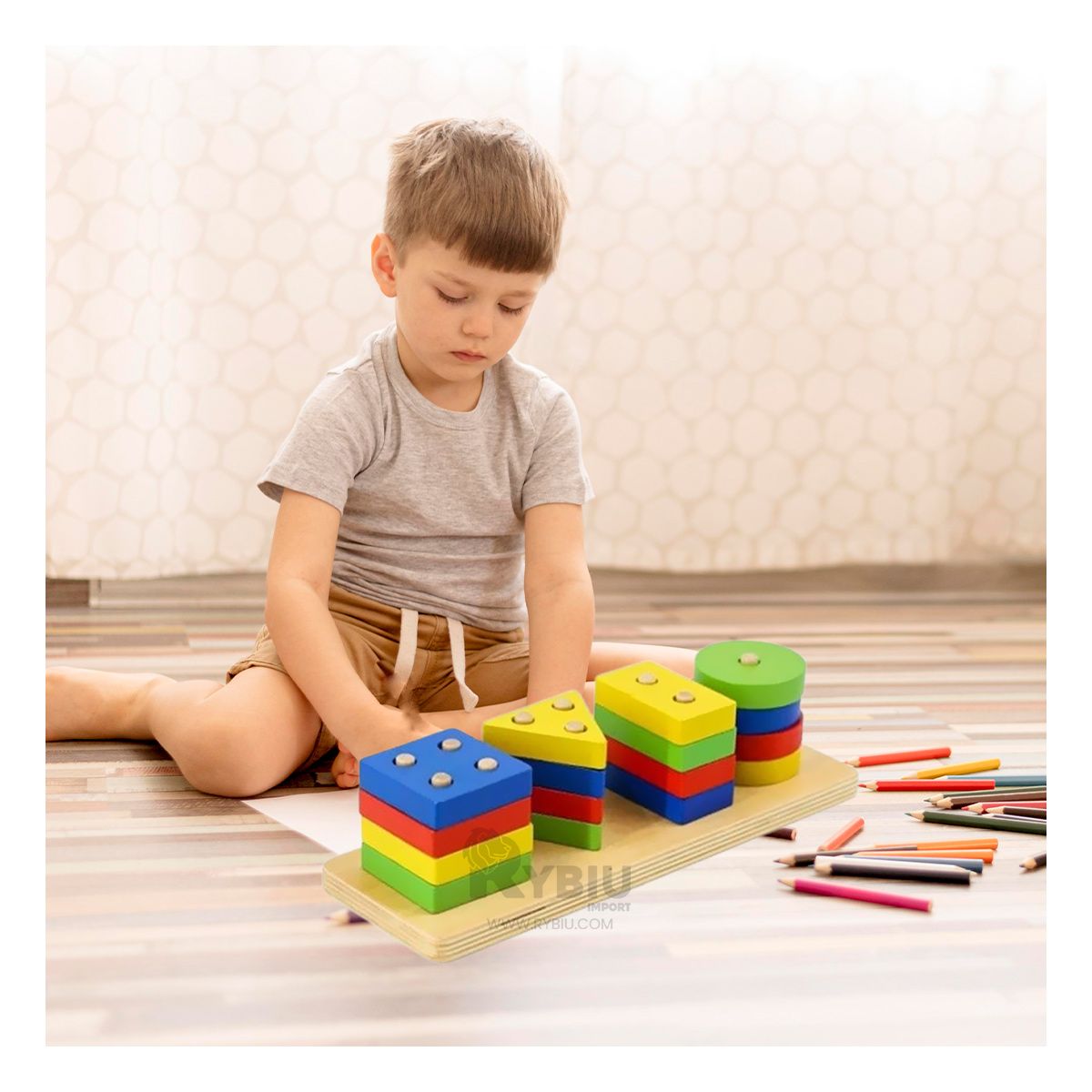 RYBIU IMPORT - Encaje de Diseño Geometrico Caja Amarilla Y+Regalo Stickers