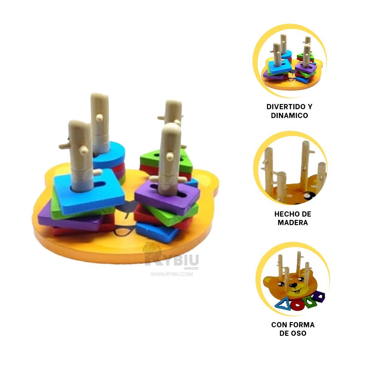 RYBIU IMPORT - Set de Colocar Forma Geometrica Multicolor Y+Gift MiniAgenda