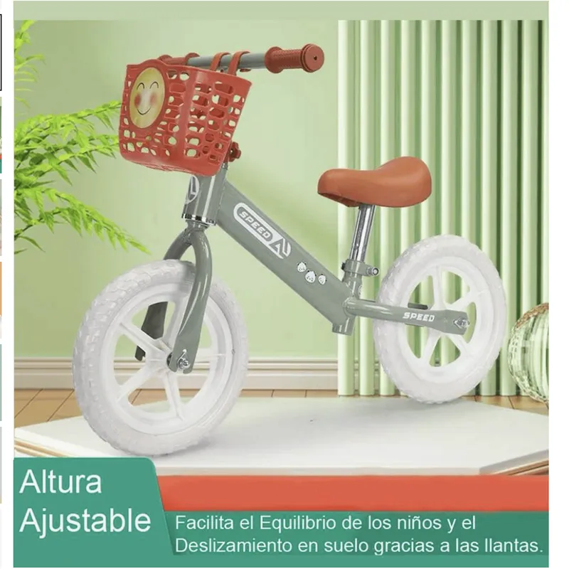 GENERICO - BICICLETA DE EQUILIBRIO BALANCE VINTAGE PARA NIÑOS CON CANASTILLA-VERDE