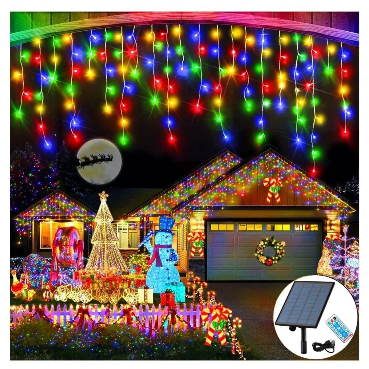 ARTEZA - Luces solares cortina para exteriores 600 luces LED-18 Metros