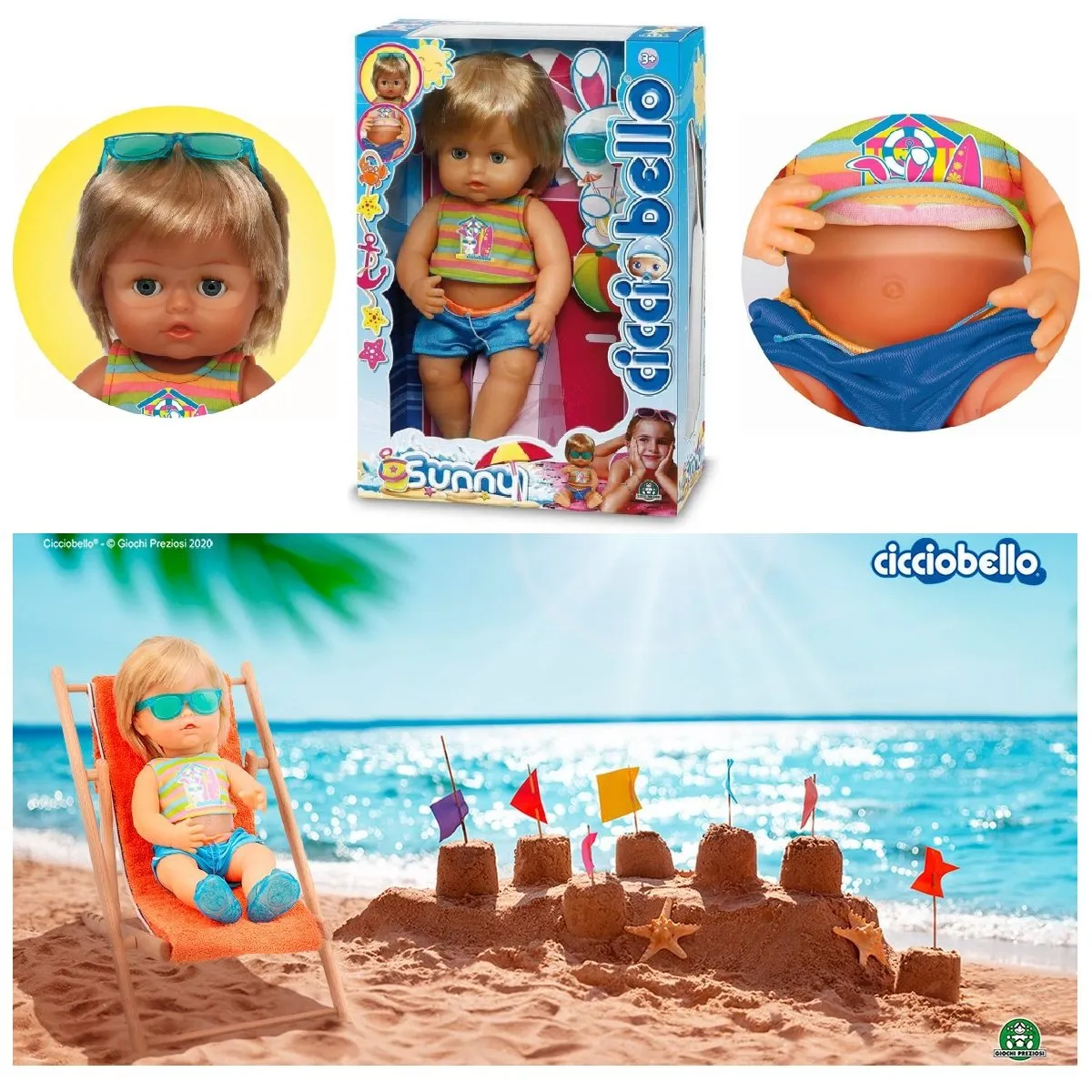 GENERICO - Muñeco Cicciobello Sunny Bronceado Automático Verano