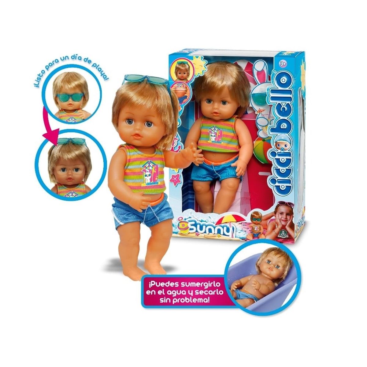 GENERICO - Muñeco Cicciobello Sunny Bronceado Automático Verano
