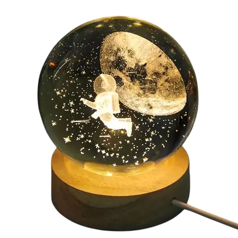 GENERICO - Lampara Esfera Grande 3D Astronauta Viajero Luna 8cm