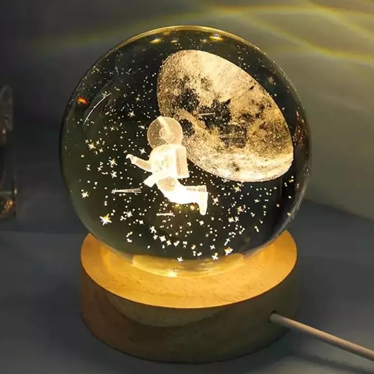 GENERICO - Lampara Esfera Grande 3D Astronauta Viajero Luna 8cm