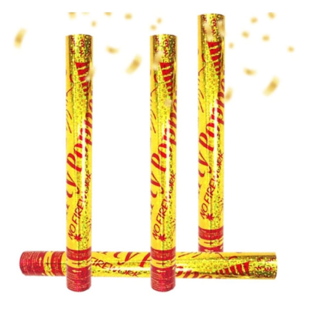 GENERICO - Lanza confeti DORADO 30 cm pack x 4 unid.