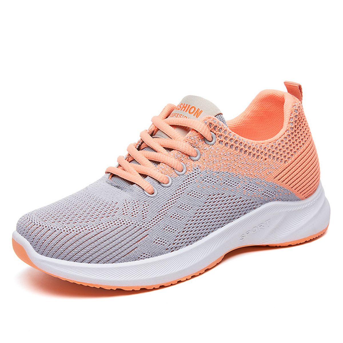 GENERICO - ZAPATILLA PARA MUJER FASHION SPORT - NARANJA - GRIS CLARO - GS51