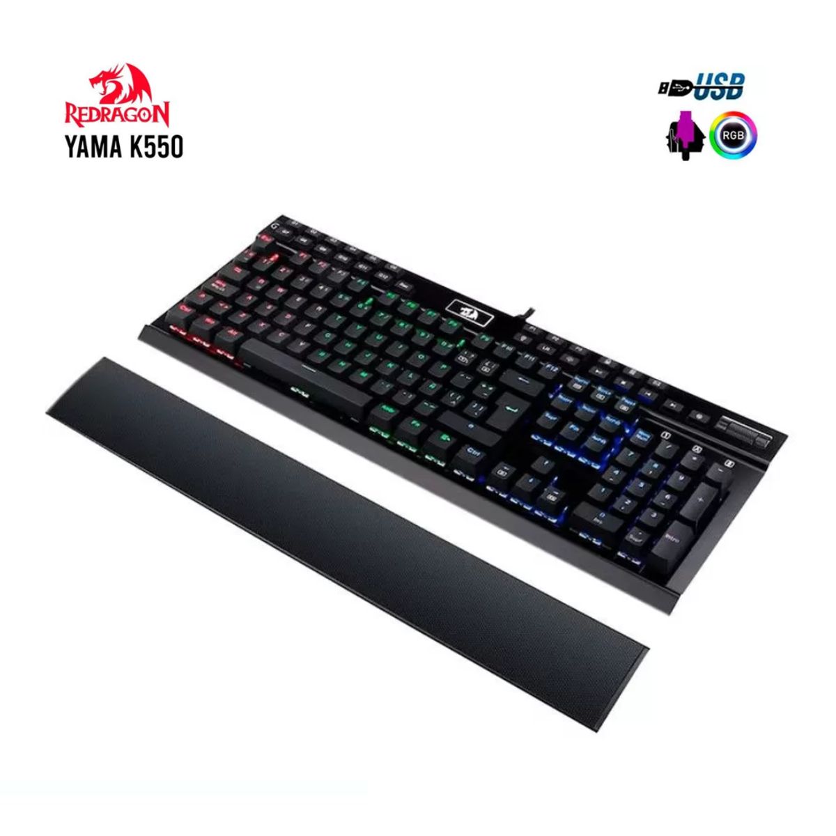 REDRAGON - TECLADO GAMER REDRAGON YAMA K550RGB-1 RGB USB SWITCH PURPLE BLACK