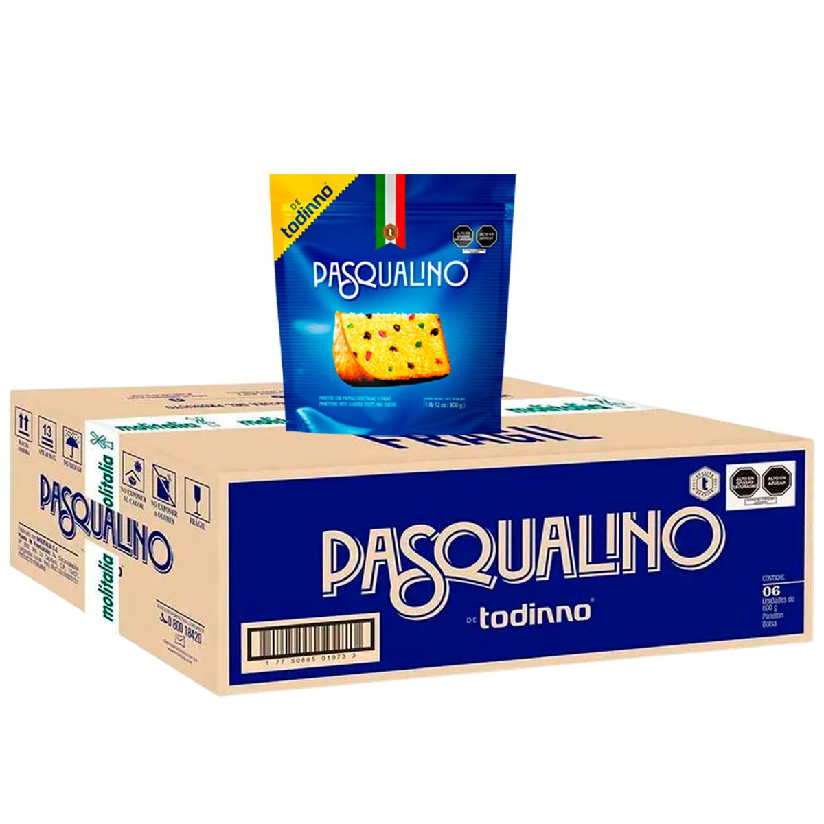 TODINNO - Pack X6 Paneton Pasqualino 800 Gr - Caja de 6 UN