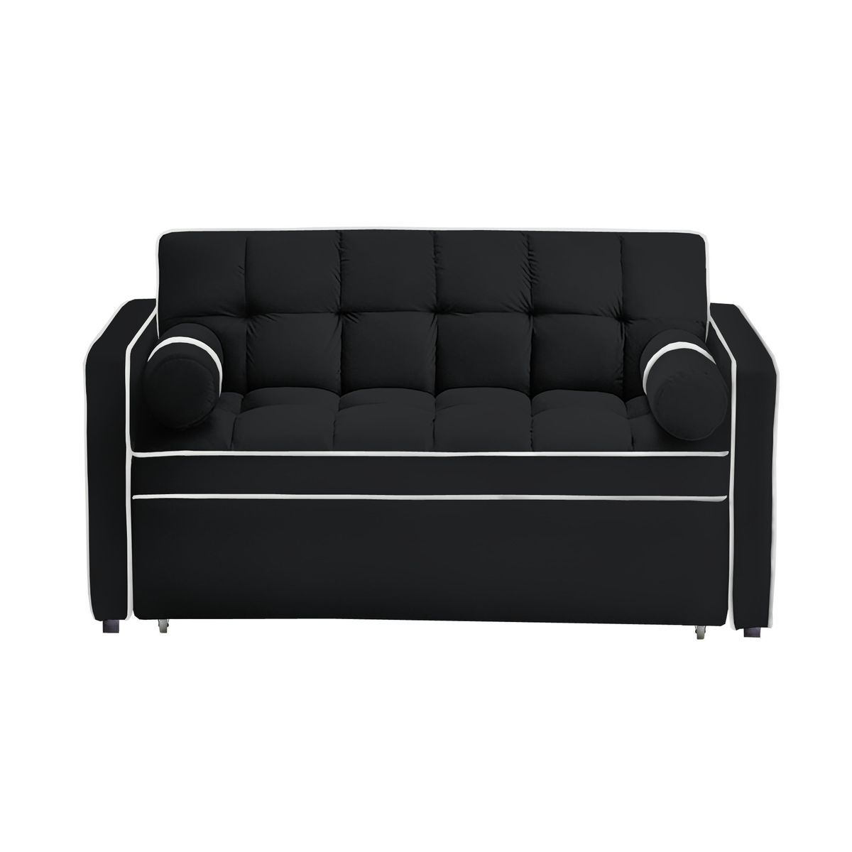 BARAKA HOME - Sofá Cama Valandovo con Almohadas 1.5 Plz - Negro