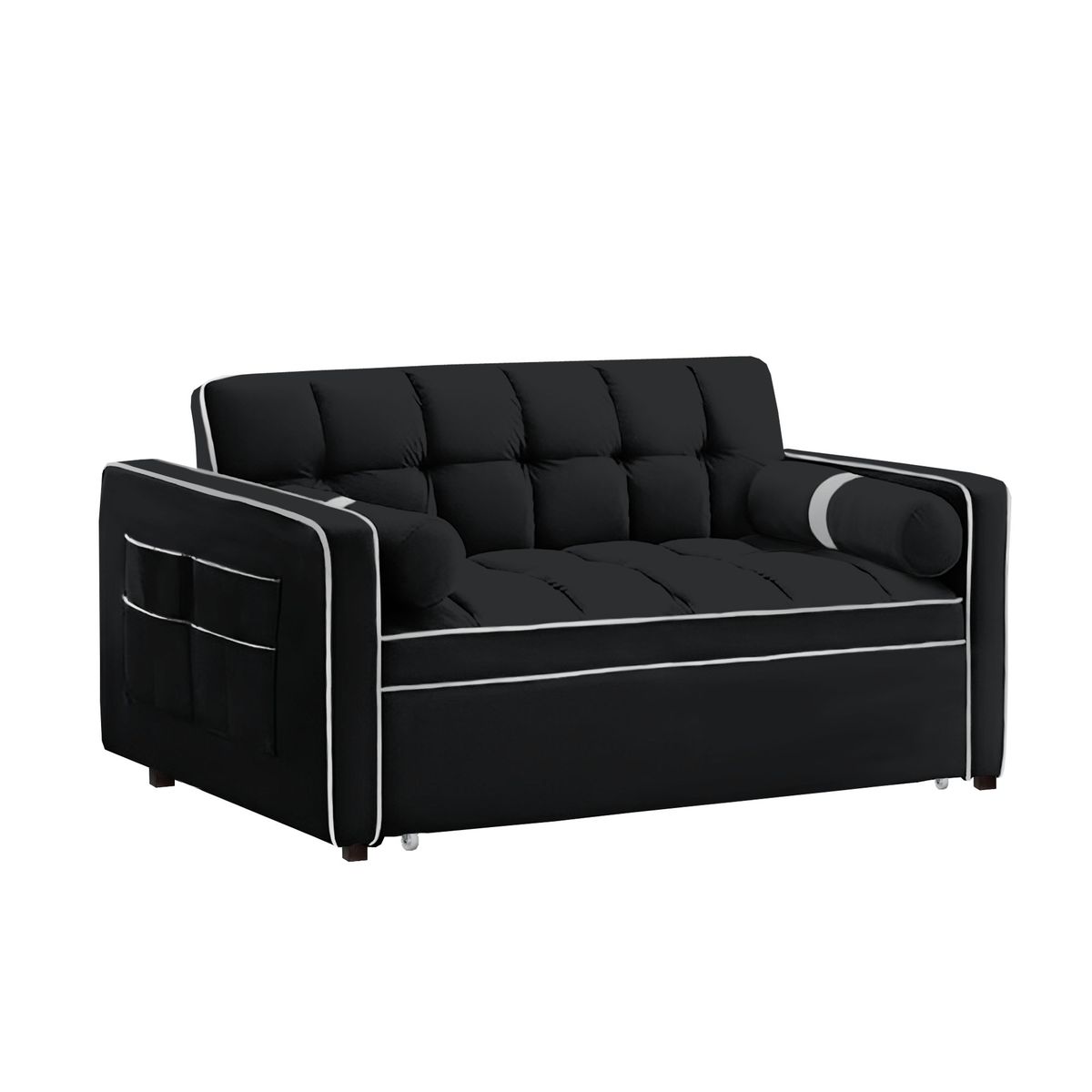 BARAKA HOME - Sofá Cama Valandovo con Almohadas 1.5 Plz - Negro