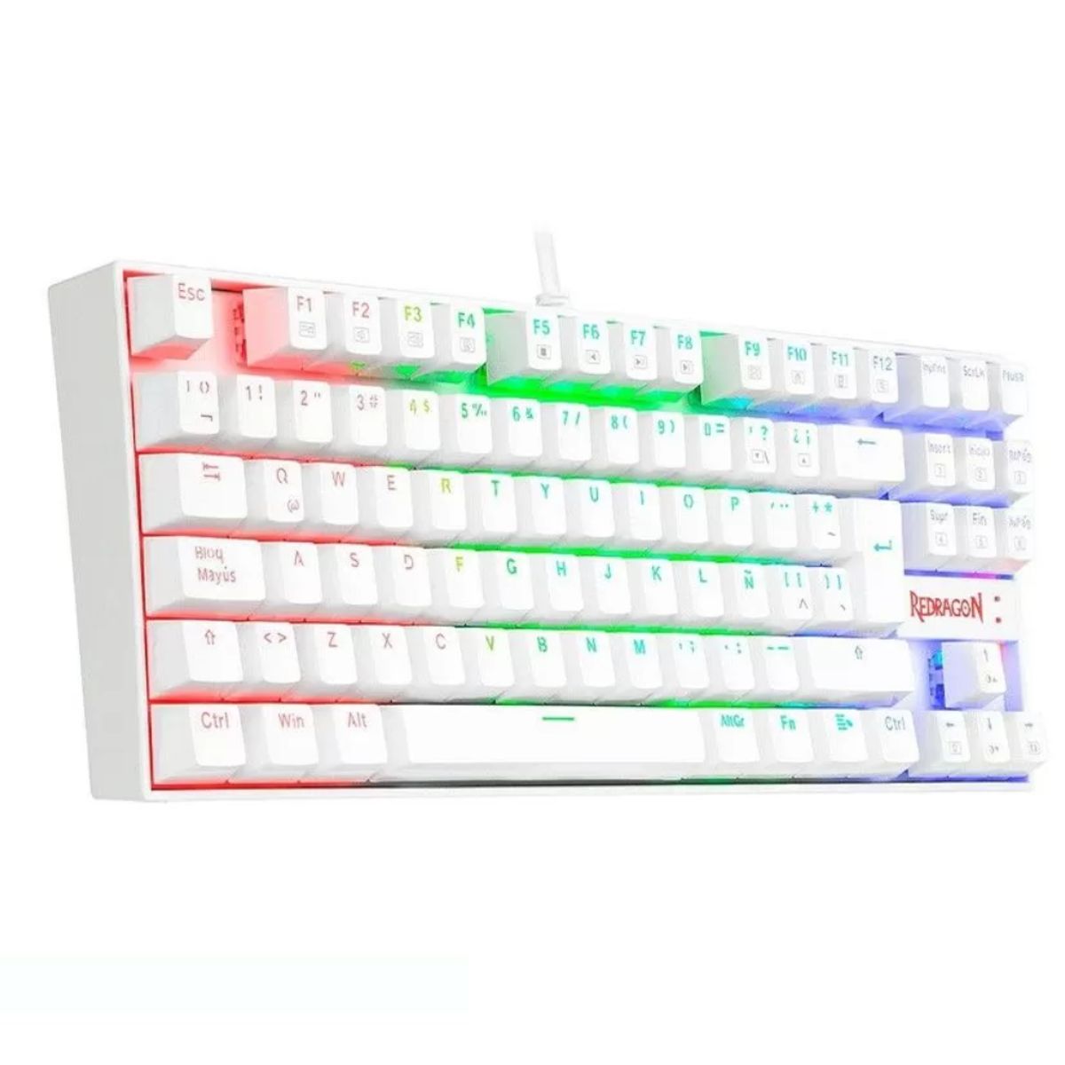 REDRAGON - TECLADO GAMER REDRAGON KUMARA K552W-RGB LED-RGB USB SWITCH RED WHITE