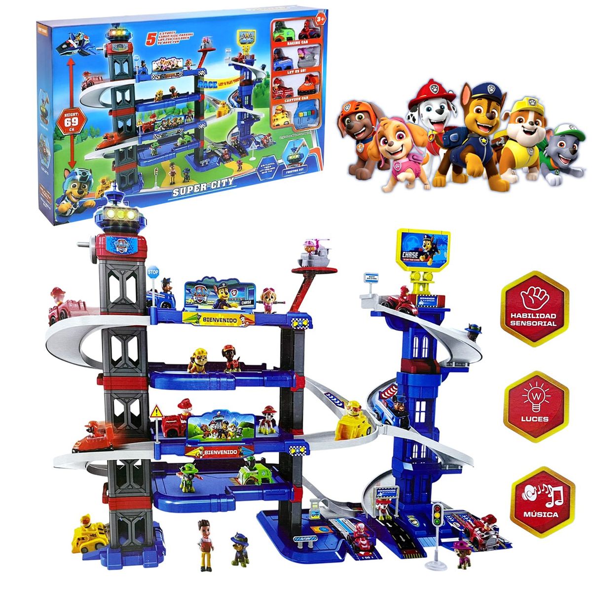 PAW PATROL - Juguete Set de Pista Estacionamiento PAW PATROL 69 cm