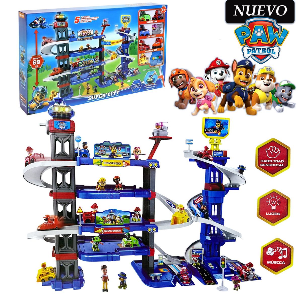 PAW PATROL - Juguete Set de Pista Estacionamiento PAW PATROL 69 cm