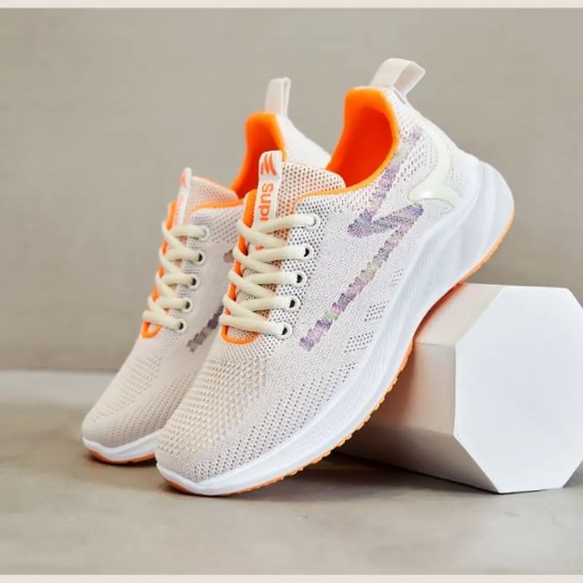 GENERICO - ZAPATILLA DE MUJER SUPREME SPORT- PERLA - NARANJA - G2231