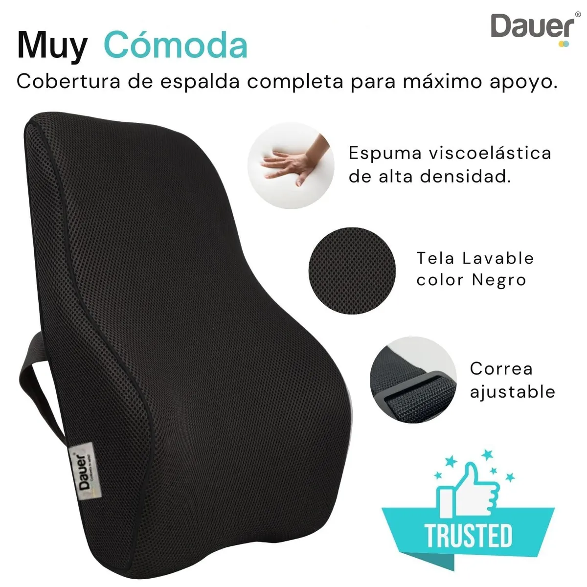 DAUER - Cojín Lumbar Ortopedico mejorado de Gel Tech +Viscoelastico de Bambu